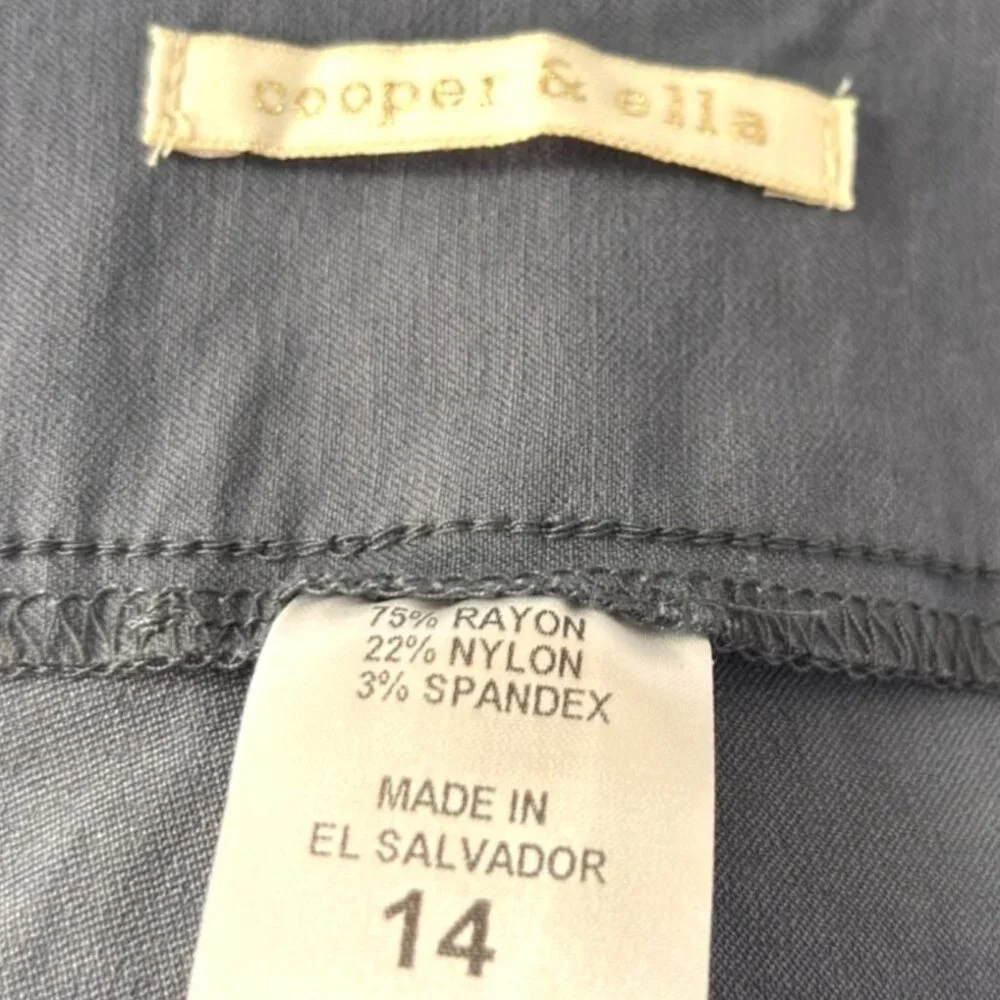 Cooper & Ella Gray Mid Rise Flat Front Straight Ankle Trouser Pants Plus Size 14 - Picture 5 of 7